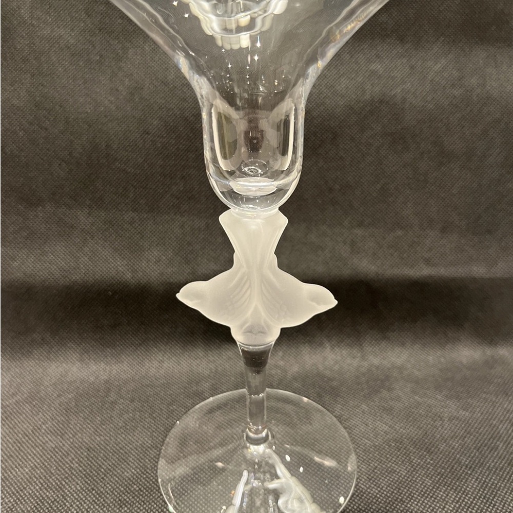 SASAKI Crystal Clear Glass with Frosted Birds Wings 7-1/2”. One Candle Holder.